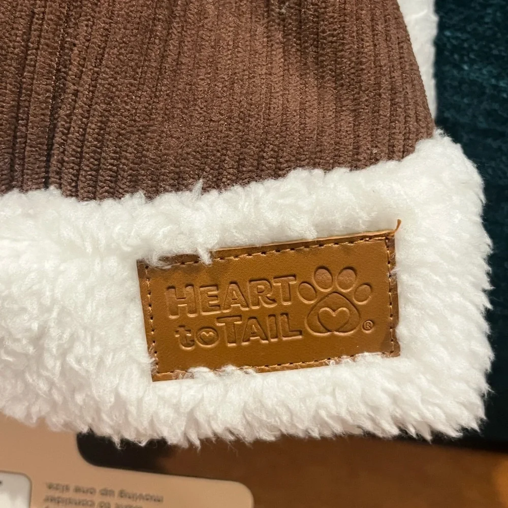 Soft & warm Sherpa lined vest for a medium dog. Corduroy, snap buttons. Brown - Picture 7 of 10